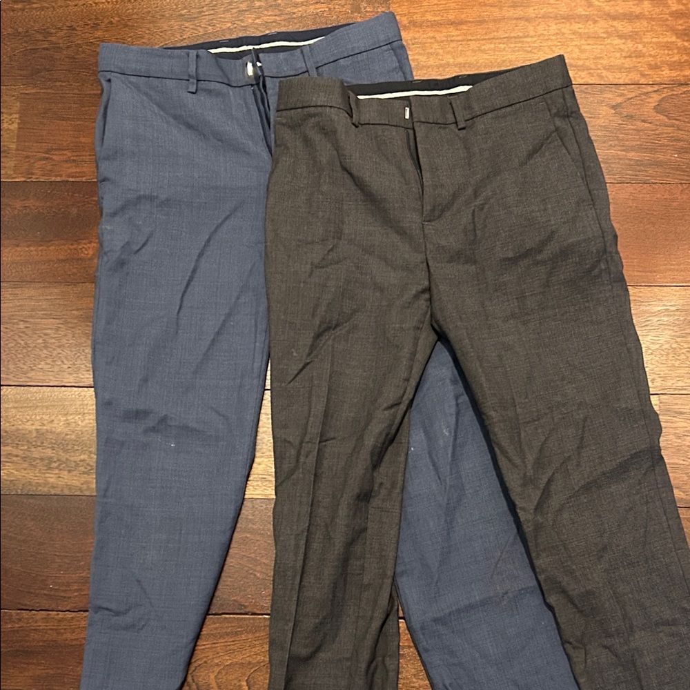 Boys Size 12 Crewcuts Ludlow Slim Blue and Gray Dress Pants
